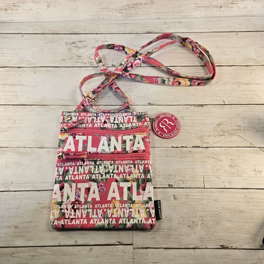 Robin Ruth Atlanta Floral Crossbody Bag Pink Rose Canvas Travel Pouch City Bag